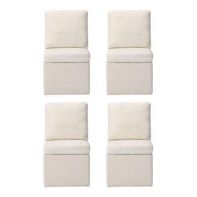 WestinTrends Soho Modern Upholstered Chenille Armless Dining Chairs With Casters (Set of 4)
