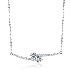 Guili Sterling Silver Rose-Plated Necklace with Clear CZ Accent in White or Gold—Feminine, Graceful, and Perfect for Any Occasion. - 1 of 3