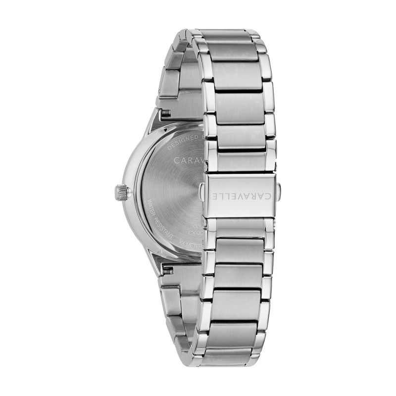 Caravelle designed by Bulova Men's Modern 3-Hand Quartz Stainless Steel Watch, Diamond Accent, 4 of 6