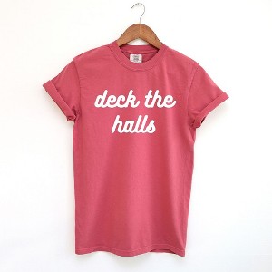 Simply Sage Market Women's Deck The Halls Bold Cursive Short Sleeve Garment Dyed Tee - 1 of 4