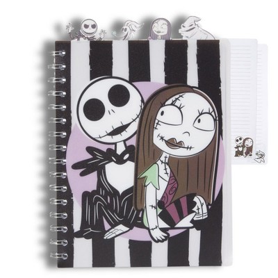 Nightmare Before Christmas Tab Journal Notebook, Spiral Bound, 96 Lined Pages, 7 x 8 inches, Black/White