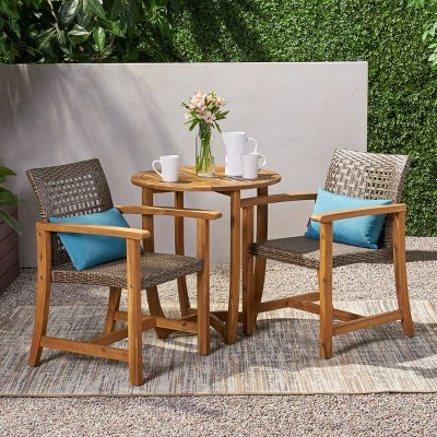 Doral 3pc Acacia Wood Dining Set Teak - Christopher Knight Home
