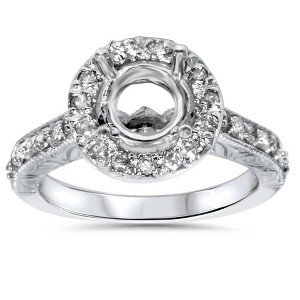 Pompeii3 1/2ct Vintage Halo Diamond Ring Setting 14K White Gold - 1 of 4