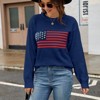 Flag Sweater for Women Striped Star Sweaters Sweatshirt Patriotic Knitted Loose Pullover Top - 2 of 4