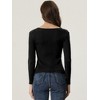 Allegra K Women's Sweetheart Neck Casual Long Sleeve Slim Fit Pullover Sweater - 4 of 4