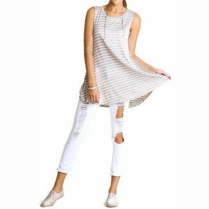 Women's Sleeveless Low Sides Striped Tunic - umgee - 1 of 4