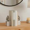 Sculptural Metal Sitting Figurine on Marble Base Bookend - Bookends for Bookshelf Decor, Book Accessories, and Entryway - Set of 2, 7", Silver & White - 3 of 4