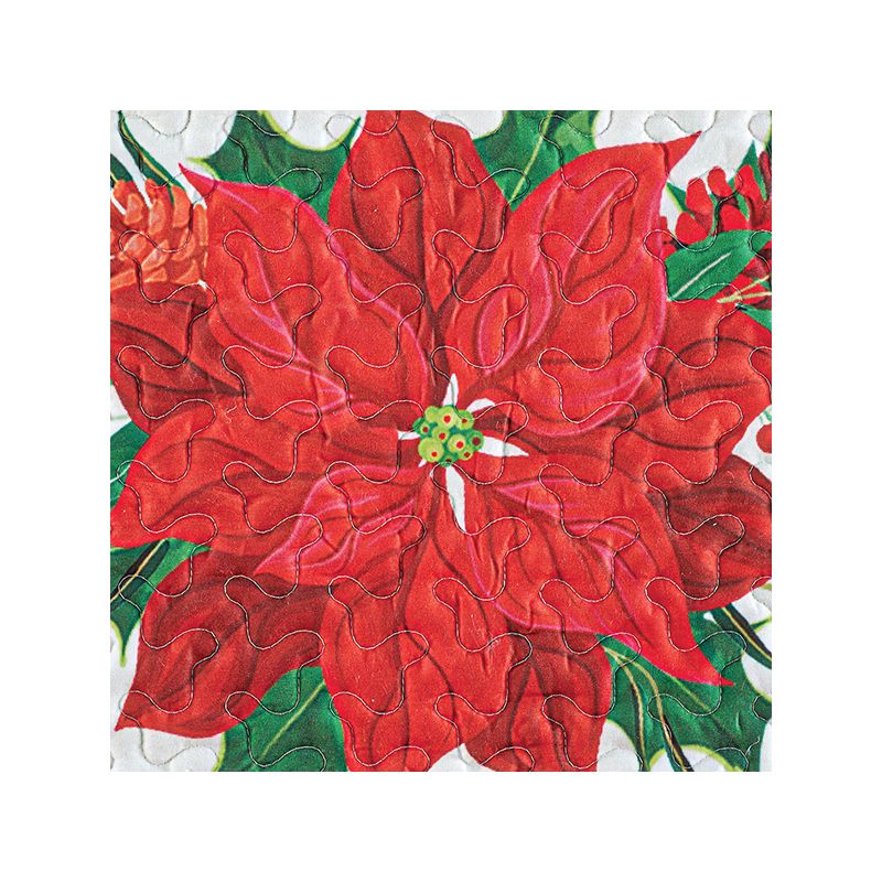 Collections Etc Poinsettia Plaid Border Scalloped Edge Quilt Twin Multi, 3 of 4