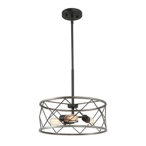LNC Salle 4-Light 15.5" Transitonal Small Drum Chandelier, Matte Black and Brushed Silver - 1 of 4