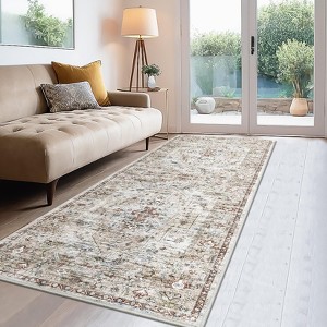 Washable Area Rugs,Indoor Vintage Printed Rug, Stain Resistant Living Room Carpet, Soft Low Pile Oriental Carpet - 1 of 4