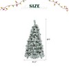 4FT/6FT/7.5FT Pre-Lit Snow Flocked Christmas Tree with Pine Cones, Artificial Tree with Branch Tips and Multi-Color LED Lights, White+Green-ModernLuxe - 3 of 4