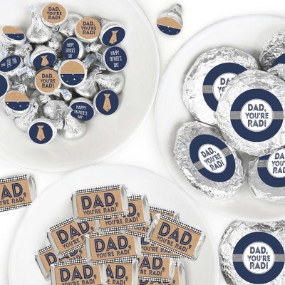 Big Dot of Happiness My Dad is Rad - Mini Candy Bar Wrappers, Round Candy Stickers & Circle Stickers - Father's Day  Candy Favor Sticker Kit - 304 Pcs