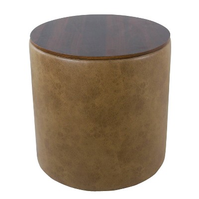Wood Top Storage Ottoman - HomePop