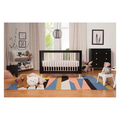 Black and Natural 3-Drawer Changer Dresser with Tray
