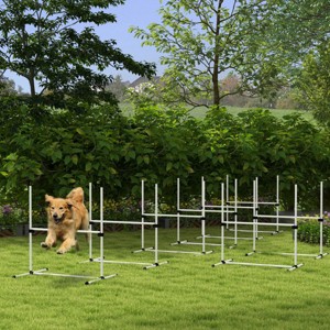 8 Piece Dog Agility Training Set with Adjustable Jump Bars and Carrying Bag for Outdoor Exercise and Obedience Training - LAOTIES - 1 of 4