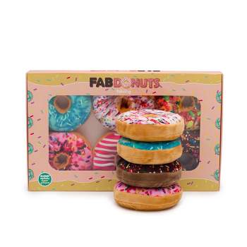 fabdog Box of 6 Doughnuts Plush Toy - Case of 3 Dog Squeak Toy