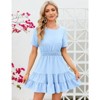 Coolmee Women's Summer Dresses Casual Square Neck Dresses Ruffle Short Sleeve   Dot Flowy Mini Dress - 3 of 4