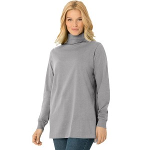 Woman Within Plus Size Perfect Long-Sleeve Turtleneck Tee - 1 of 4