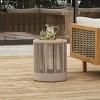 Outdoor Round Side Table, Weather-Resistant Patio Accent Table with Beige Rattan Rope Frame and Acacia Wood Top for Balcony, Garden or Yard – Koiai - 2 of 4
