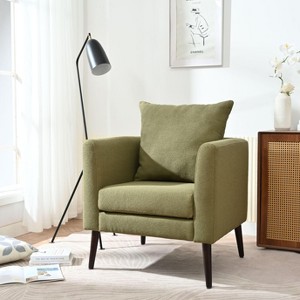 CAVINAS Accent Chairs for Bedroom, Modern Upholstered Armchair, Mid Century Fabric Lounge Chair, Comfortable Reading Chair with Wood Legs - 1 of 4