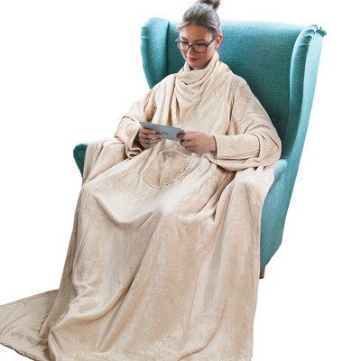 Tirrinia Sherpa Wearable Blanket Ultra Soft Comfy Warm Plush Full Body  Throw with Sleeves, Reading Wrap TV Blankets Robe Cover for Adult Grandma  Women