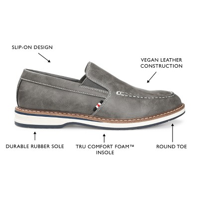 Harrison Modern Grey Faux Leather Casual Loafers with Comfort Foam