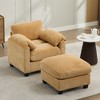 HYLEORY Single Armchair with Ottoman, Modern Corduroy Cloud Couch with Convertible Chaise, Upholstered Sofa Set for Living Room and Office - 2 of 4