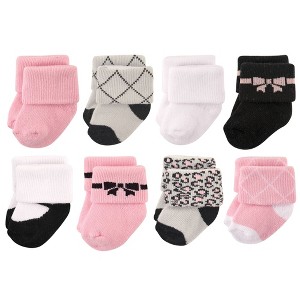 Hudson Baby Infant Girl Cotton Rich Newborn and Terry Socks, Bows - 1 of 1