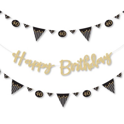 Big Dot of Happiness Adult 40th Birthday - Gold - Birthday Party Letter Banner Decor - 36 Cutouts & No-Mess Real Gold Glitter Happy Birthday Letters