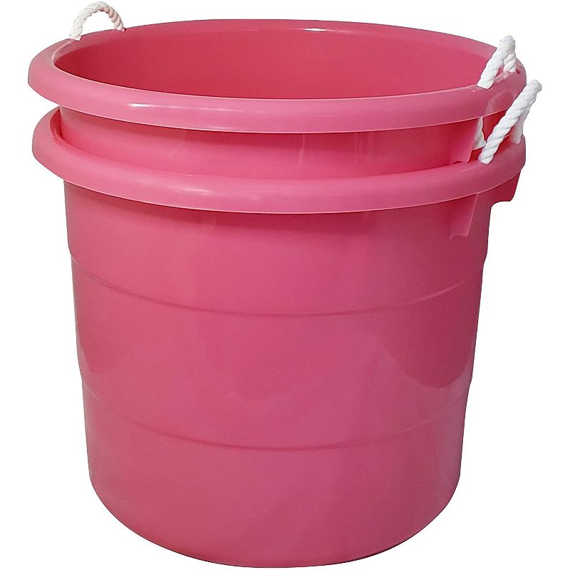Homz 18 Gallon Plastic Multipurpose Utility Storage Bucket Tub with Strong Rope Handles for Indoor and Outdoor Use, 4 of 8