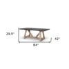 HomeRoots 84" Black and Brown Solid Wood Trestle Base Dining Table - 3 of 4