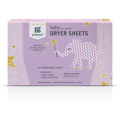 Grab Green Baby Dryer Sheets, Dreamy Rosewood Scent