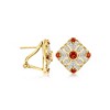 Ross-Simons 0.60 ct. t.w. Garnet and .11 ct. t.w. Diamond Vintage-Style Earrings in 18kt Gold Over Sterling - 3 of 4