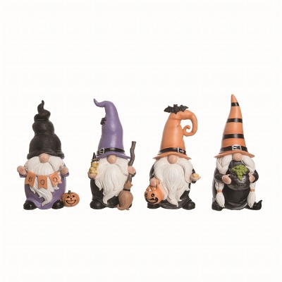 Transpac Resin Multicolor Halloween Gnome Witch Figurines Set of 4