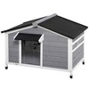 PawHut Dog House Outdoor, Wooden Cabin Style Raised Dog Kennel Shelter with Openable Roof, Removable Bottom, Windows, Curtain, Foot Covers, Gray - 4 of 4