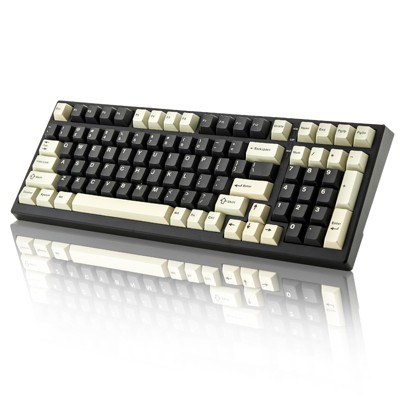 MaseiKar YZ98 Gasket Mechanical Keyboard,99 Key Hot Swappable BT5.0/2.4G/USB-C Wireless NKRO 98% 1800 Layout with RGB LED Backlit(Milk Switch, Black)