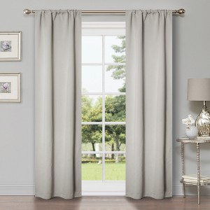 Classic Modern Solid Room Darkening Semi-Blackout Curtains, Grommets, Set of 2 by Blue Nile Mills - 1 of 4