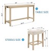 4-Piece Bar Table Set with USB and Type-C, Sofa Bar Table with 3 Upholstered Stools, Narrow Dining Table for Living Room or Kitchen - 3 of 4