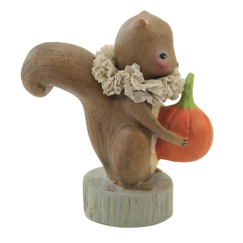 Fall 5.0 Inch Squirrel Holding Pumpkin Vintage-Style Figurine Figurines, 3 of 4