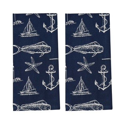Split P Blue Captain's Quarters Dishtowel Set of 2