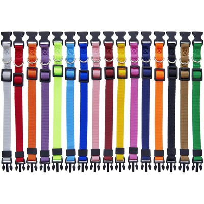 Okuna Outpost 16 Pack Adjustable Snap ID Collars for Dogs and Puppies, 16 Colors (6.5 - 10 in)