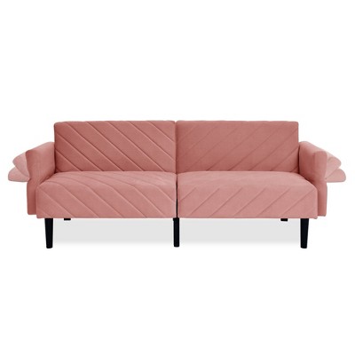 NicBex 87 Inch Velvet Convertible Folding Sofa Bed Tufted Couch with Adjustable Armrests for Living Room,Office,Reading Room