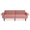 NicBex Folding Sofa Bed Convertible Velvet Sofa Bed with Adjustable Armrests Stripe Pattern Design 3 Seat - image 4 of 4