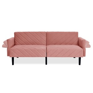 NicBex 87 Inch Velvet Convertible Folding Sofa Bed Tufted Couch with Adjustable Armrests for Living Room,Office,Reading Room - 1 of 4
