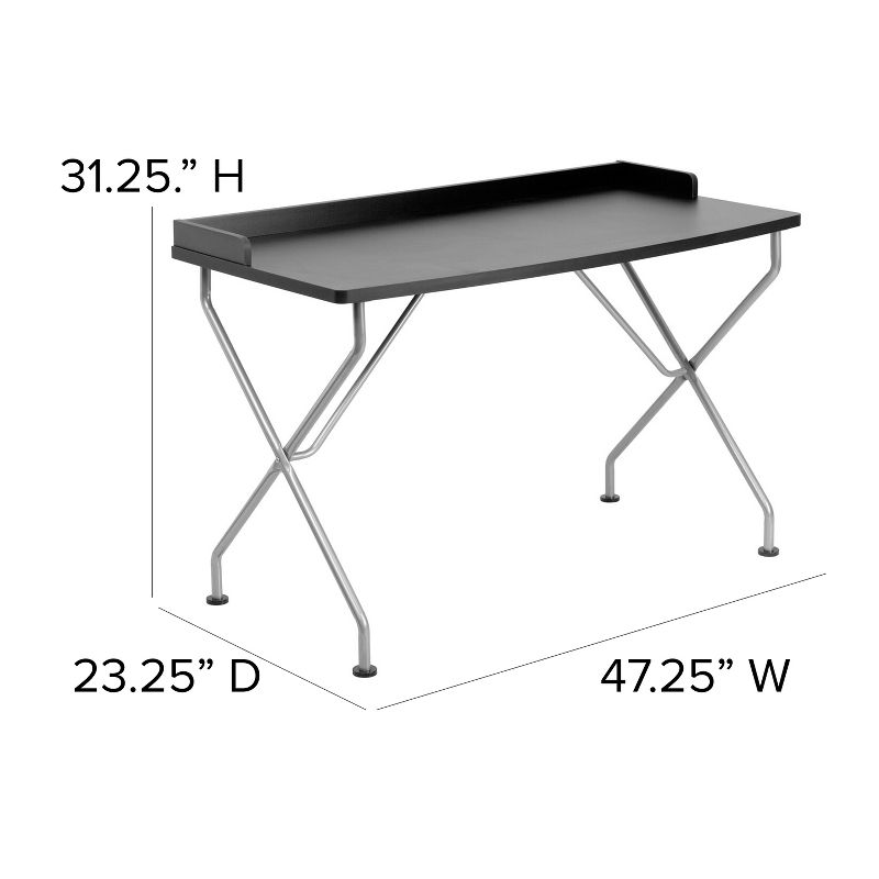 Flash Furniture Black Computer Desk with Raised Border and Silver Metal Frame, 4 of 9