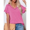 Womens V Neck T-Shirts Short Sleeve Inside Out Seam Style Tops Striped Shirts Drop Shoulder Lounge Tops Summer Causal Tops - 4 of 4