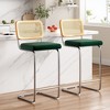 AZL1 Life Concept Dining Sets Set of 2 Upholstered Velvet Barstools with Rattan Back Stools Armless Bar for Kitchen Island, Green, 18.9"*17.7"*42.5" - 4 of 4