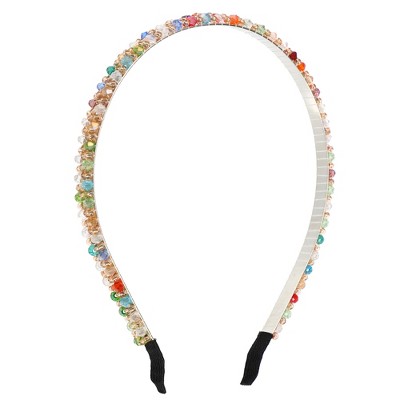 Unique Bargains Hairband for Women 2 Rows Rhinestone Headband 0.31inch Wide Multicolor 1 Pc
