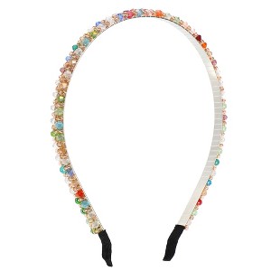 Unique Bargains Hairband for Women 2 Rows Rhinestone Headband 0.31inch Wide Multicolor 1 Pc - 1 of 4