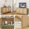 SEVOBAL Utility Storage Cabinets Three Door Rattan Buffet Sideboard Natural Texture Hidden Storage Dining Living Entryway, Beige, 15"*42"*28" - 3 of 4